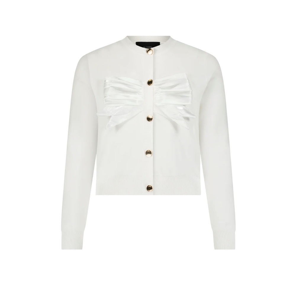 NWT Aleeza Paris Carol Satin Bow Knit Cardigan  - XS - $156